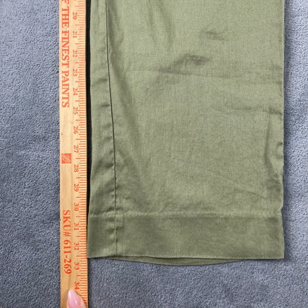 Banana Republic Womens 10L Wide Leg Pants Olive Green Linen Blend Belted Utility